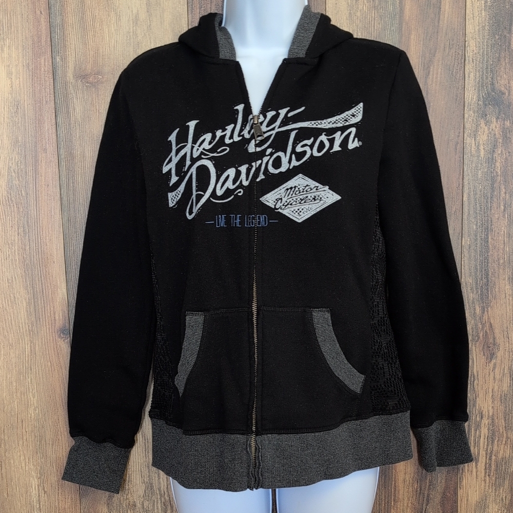 Harley Davidson Lace Accent Full Zip Genuine Motorclothes Hoodie Jacket M  R146